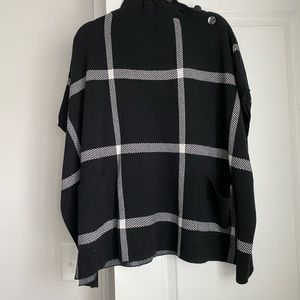 Plaid Button-Accent Poncho New York & Co